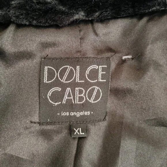Dolce Cabo Faux Fur Textured Black Swing Coat Size XL - Picture 4 of 8